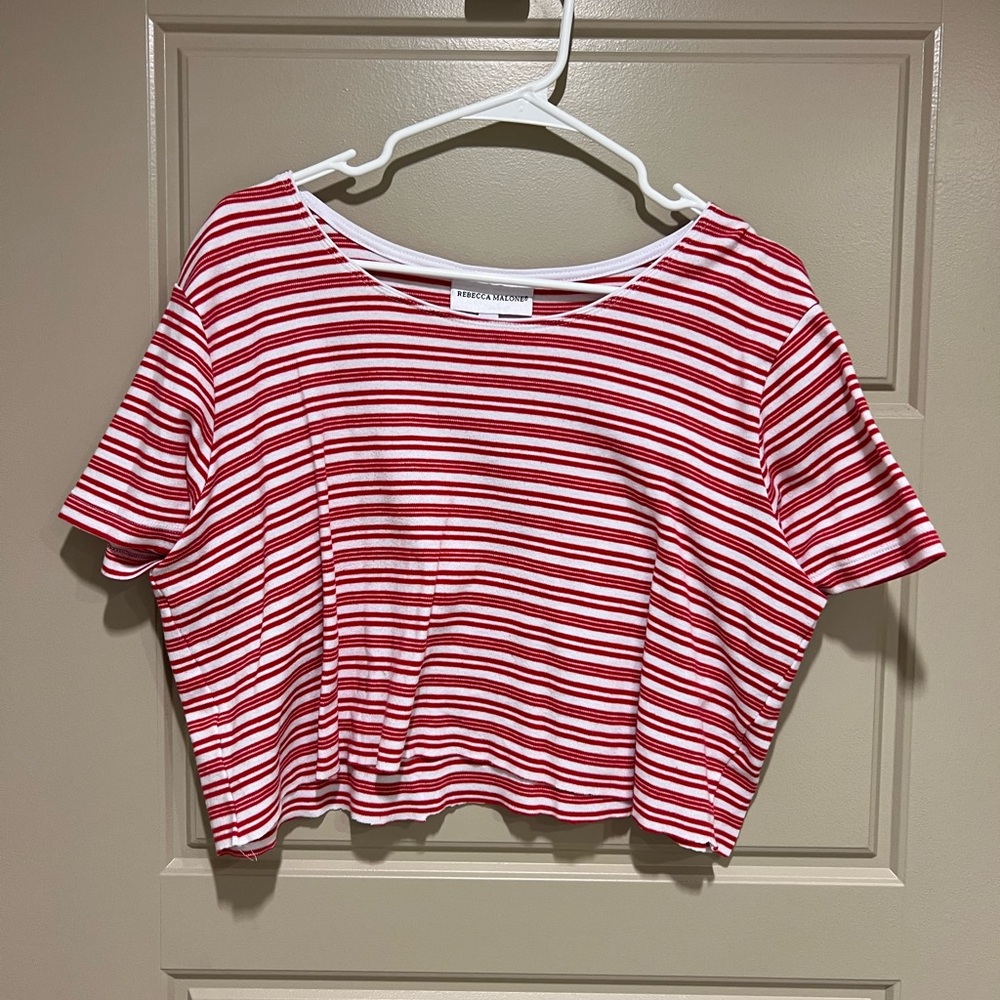 Cropped striped oversized tee